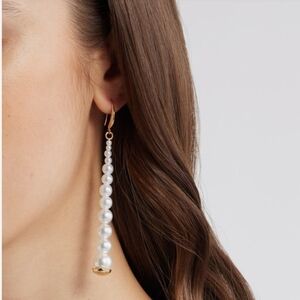 Open Edit Faux Pearl Linear‎ Drop Earrings NEW